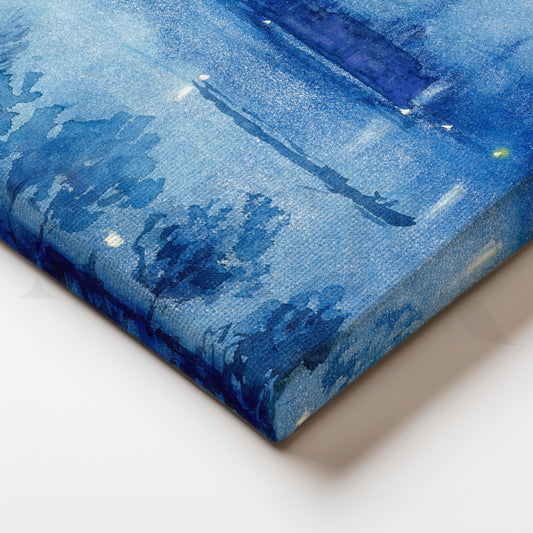 Midnight River Lights Canvas Painting for Living Room