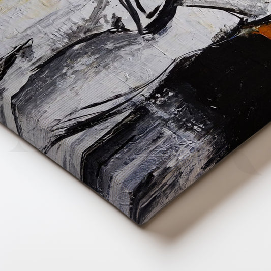 Ember Edge Figure Canvas Painting for Minimalist Bedrooms