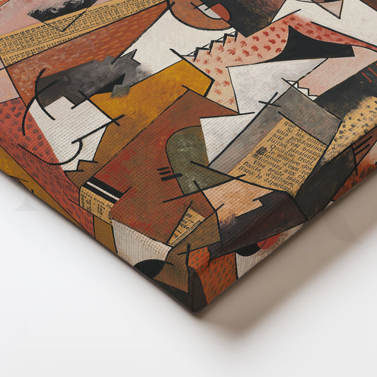 Terracotta Collage Canvas Painting for Dining Room or Creative Studio