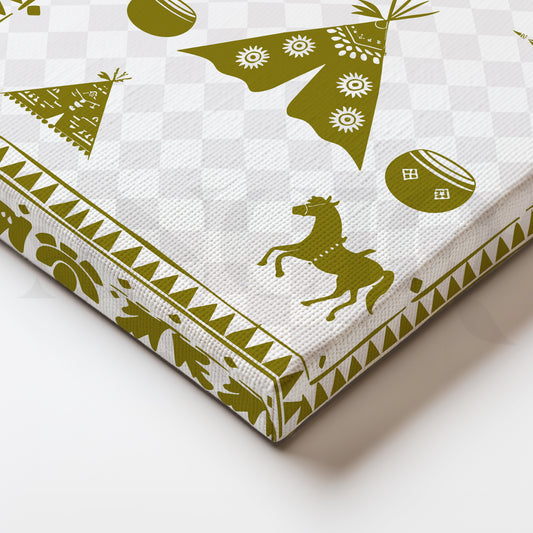Tribal Horses & Tents Canvas Artwork for Living Room