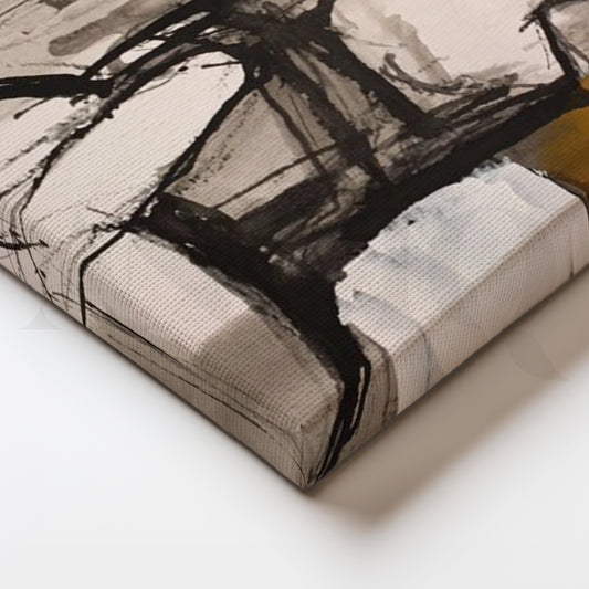 Seated Muse in Ochre Canvas Painting for Modern Living Rooms