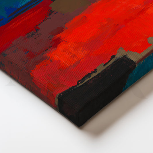 Crimson Citadel by the Sea Canvas Painting for Modern Living Room or Office