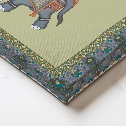 Traditional Indian Elephant elephant painting with Orated Border