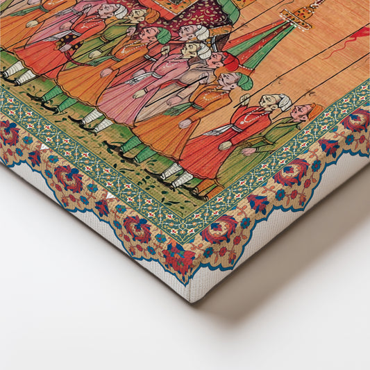 Traditional Indian Elephant Procession Painting - Intricate Mughal Art painting