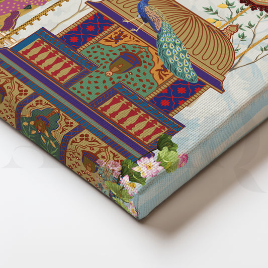 Noblewoman’s Moment of Reflection in an Ornate Pavilion