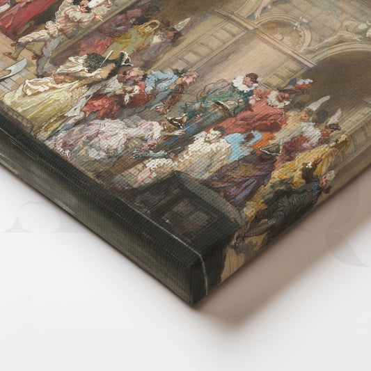 Masqueraders on Gondolas in Venice Canvas Wall Painting