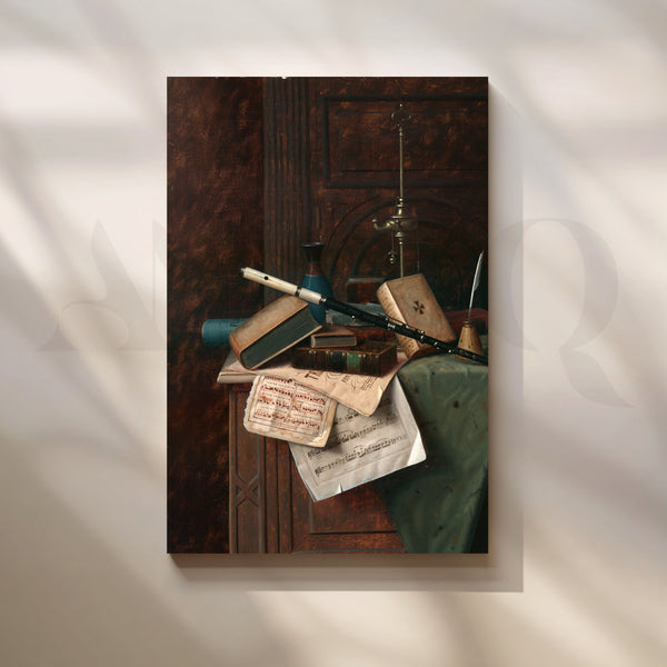 Still Life with Music and Books Canvas Artwork