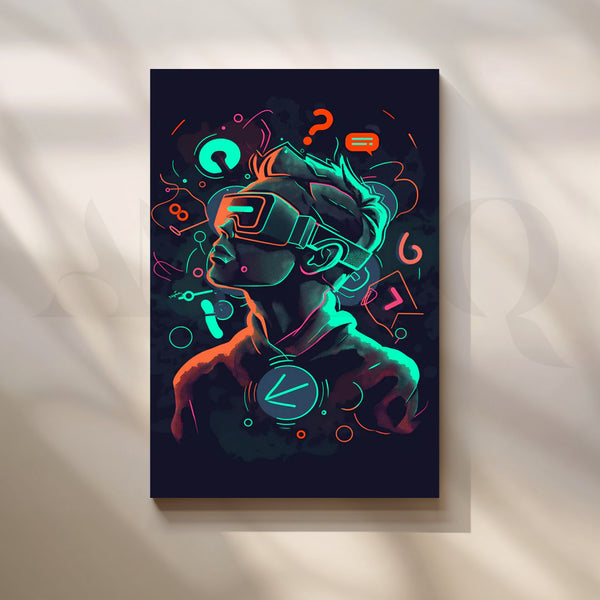 Neon VR Dreamer Canvas Painting for Gaming Room