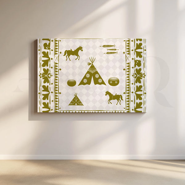 Tribal Horses & Tents Canvas Artwork