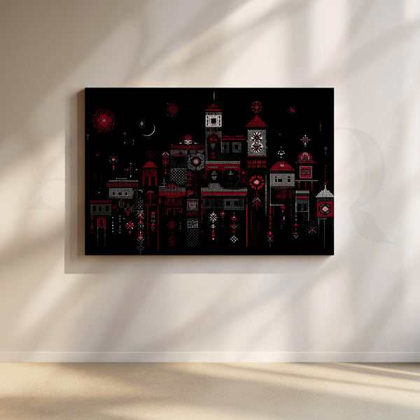 Midnight Mosaic Skyline Canvas Artwork