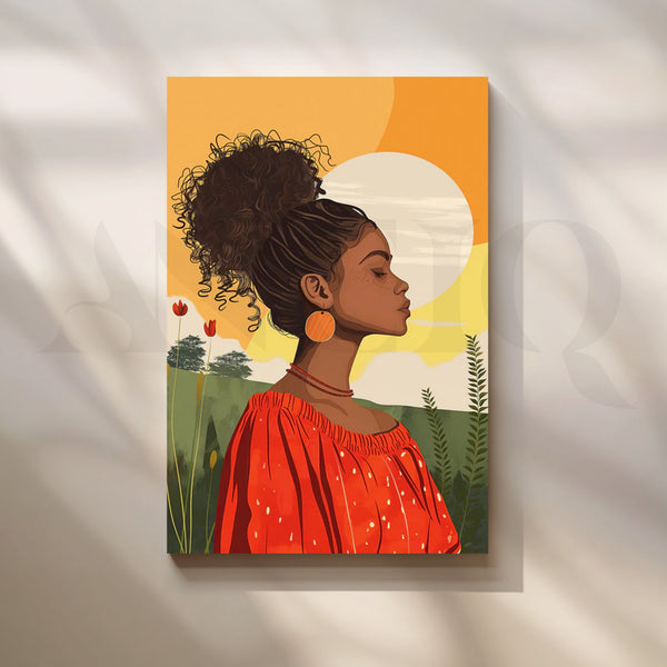 Sunlit Grace Canvas Painting for Boho Living Room