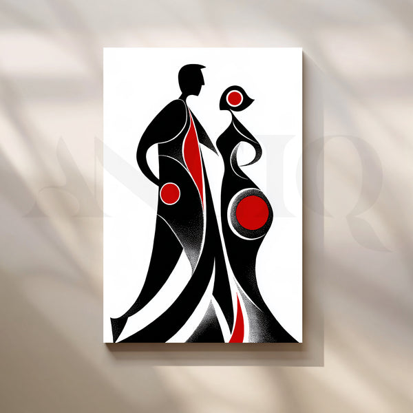 Abstract Couple Silhouette Canvas