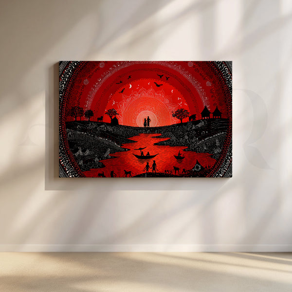 Crimson River Festival Canvas Artwork