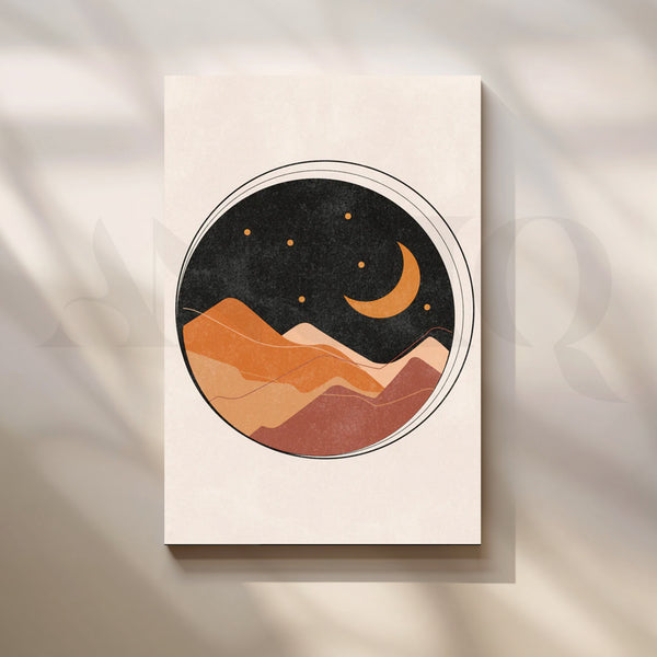 Desert Moonscape Canvas Painting for Boho Bedroom