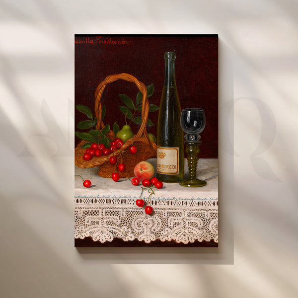 Wine and Cherries Still Life Canvas Artwork