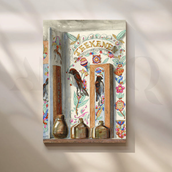 Decorative Birds and Bottles Canvas Artwork