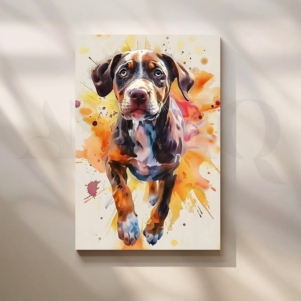Joyful Sprint Puppy Canvas Painting for Family Room