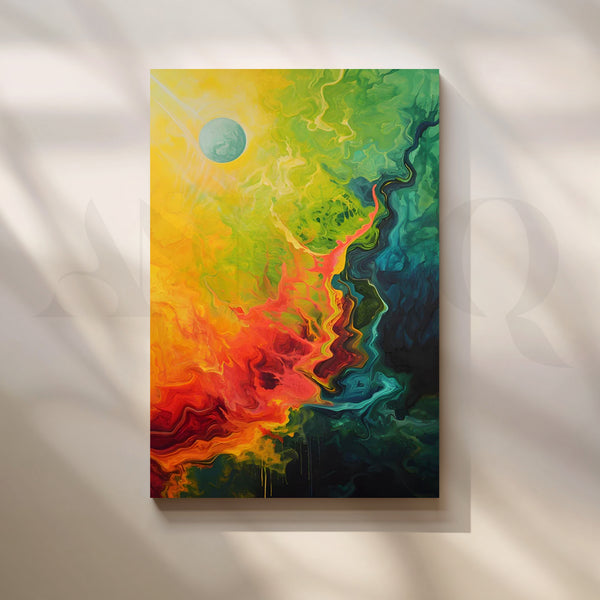 Solar Bloom Horizon Canvas Painting for Contemporary Office