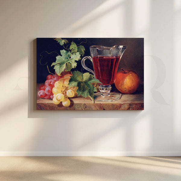 Wine and Grapes Still Life Canvas Artwork
