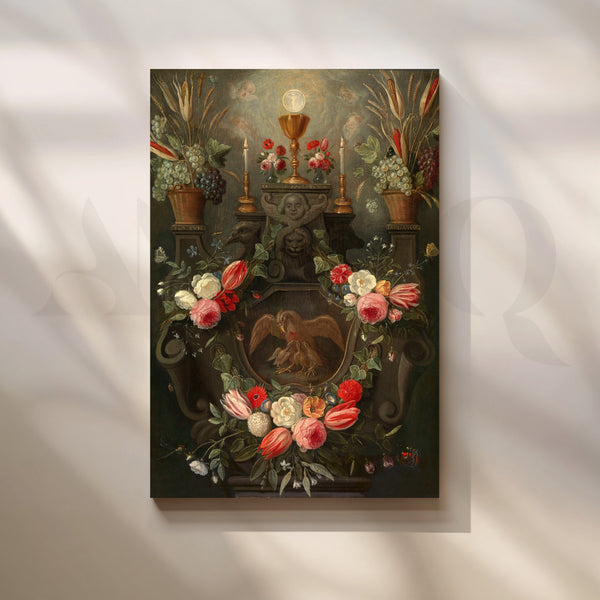 Floral Emblem of Devotion Canvas Artwork