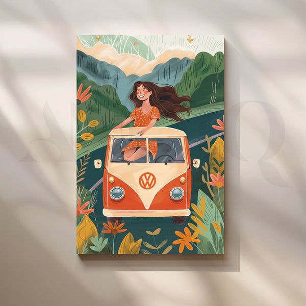 Sunny Road Trip Canvas Painting for Living Room