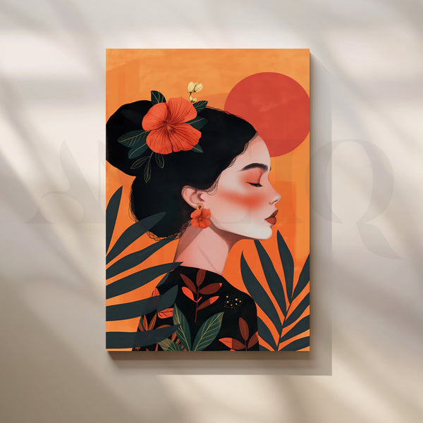 Hibiscus Dawn Canvas Painting for Dining Room