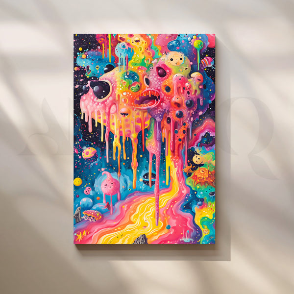 Galactic Candy Melt Canvas Painting for Game Room