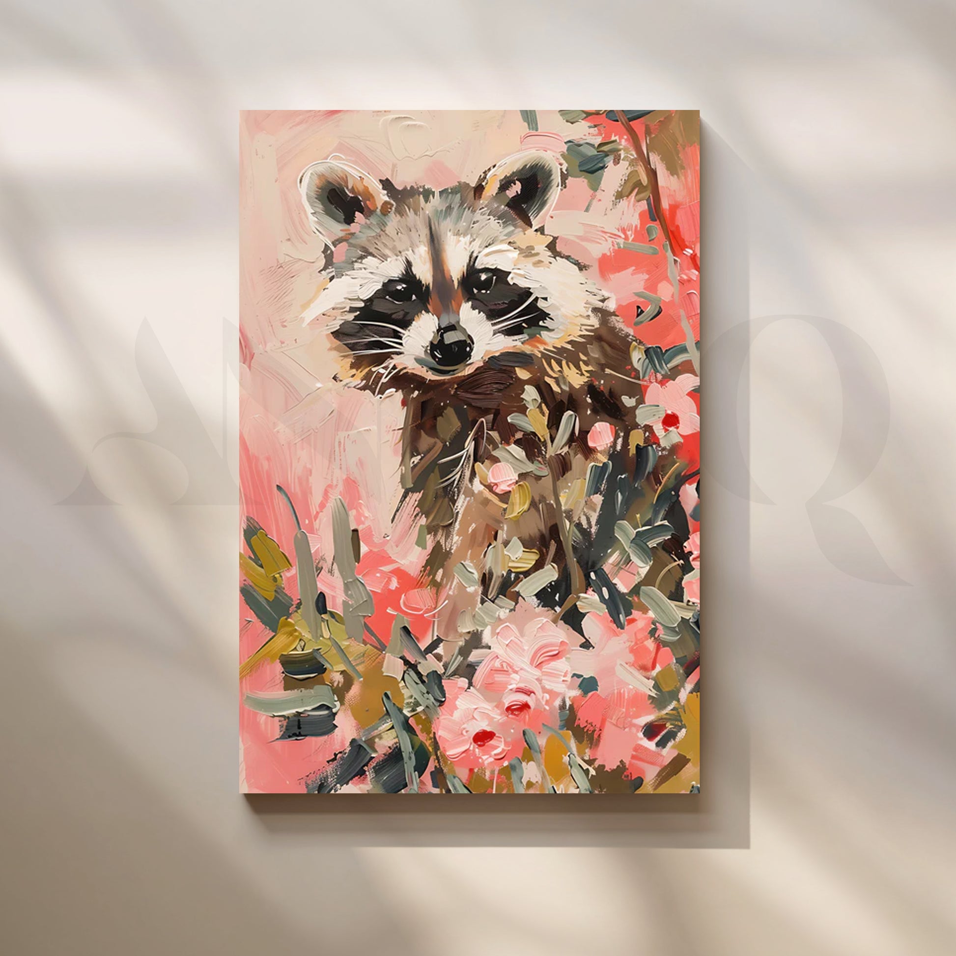 Garden Raccoon Canvas Painting for Kids’ Room