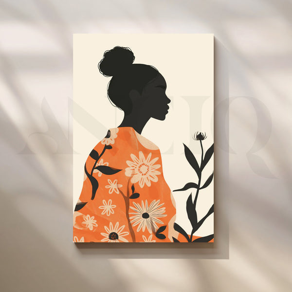 Floral Shadow Muse Canvas Painting for Staircase