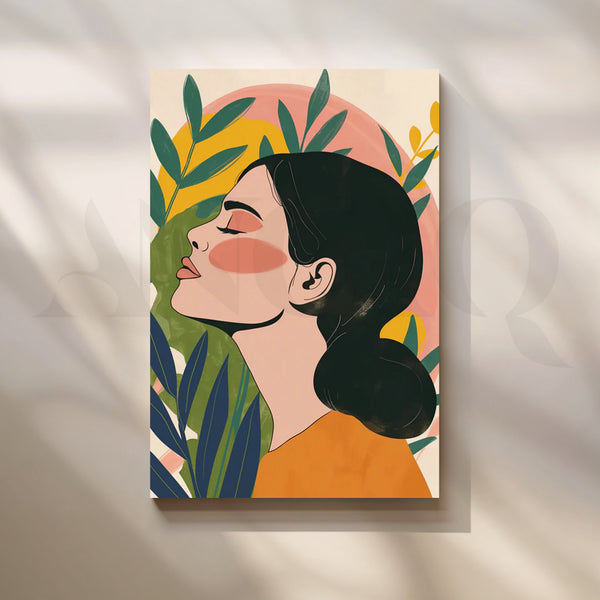 Pastel Botanica Muse Canvas Painting for Study Room