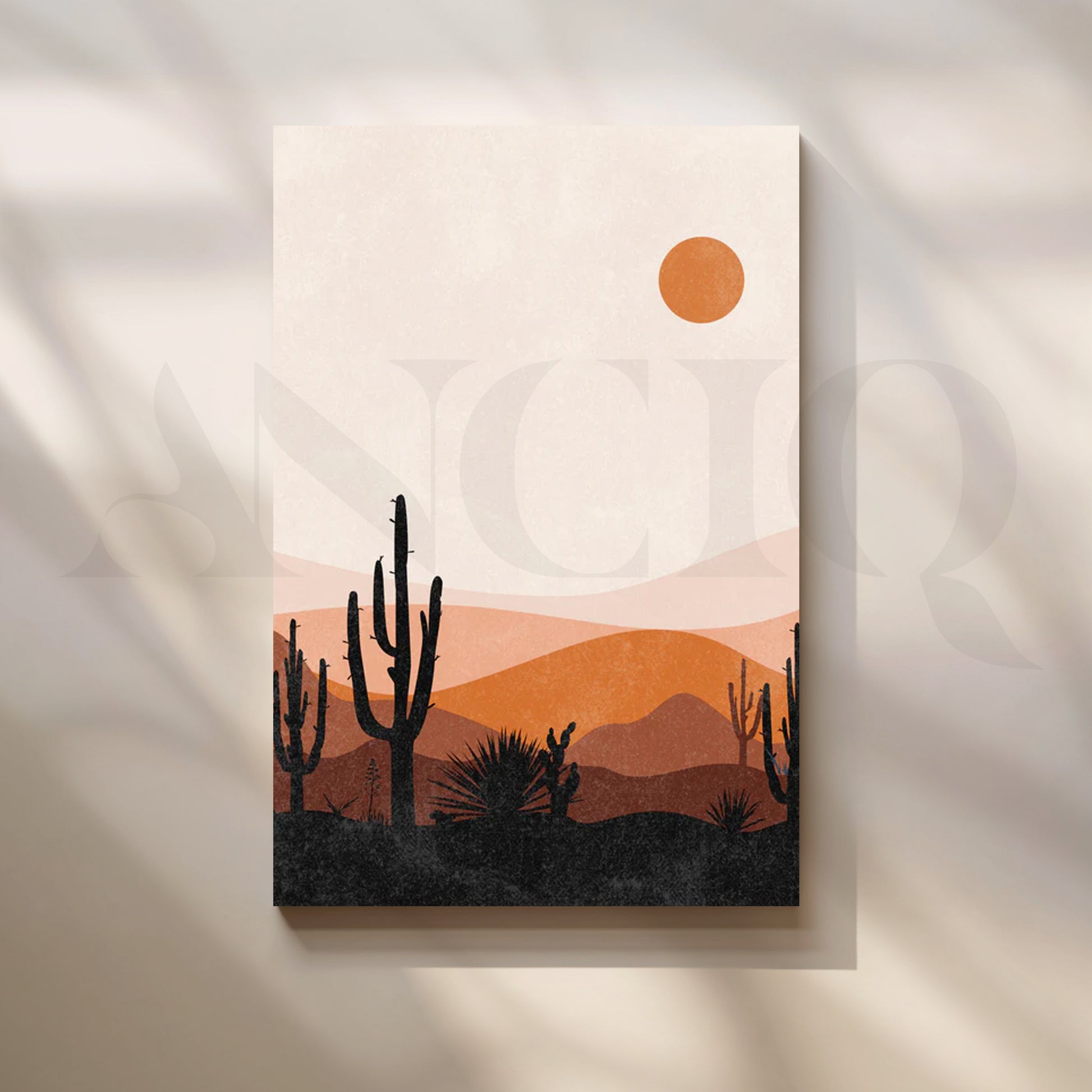Cactus Sunset Dunes Canvas Painting for Modern Living Room for Living Room