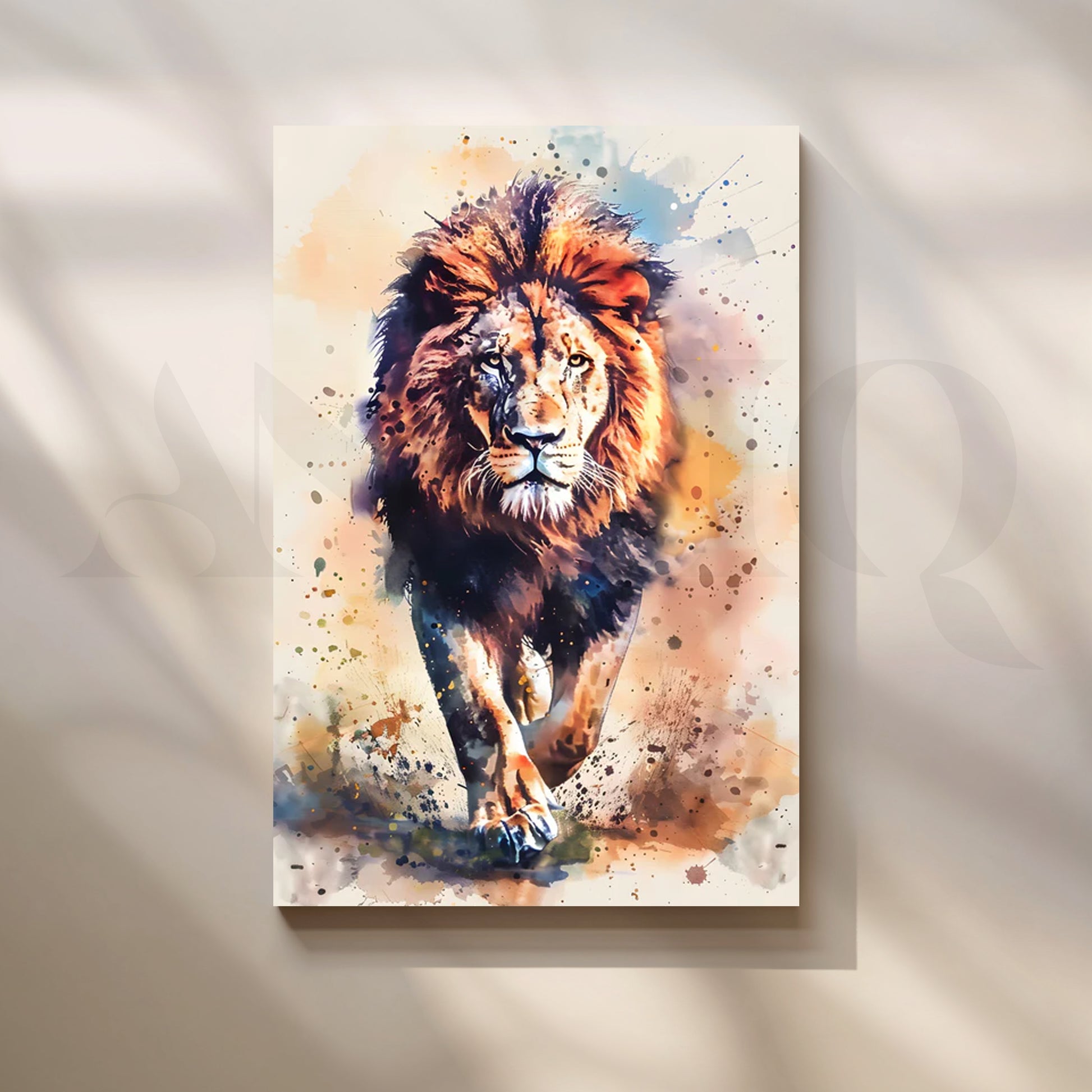 Majestic Lion Stride Canvas Painting for Office