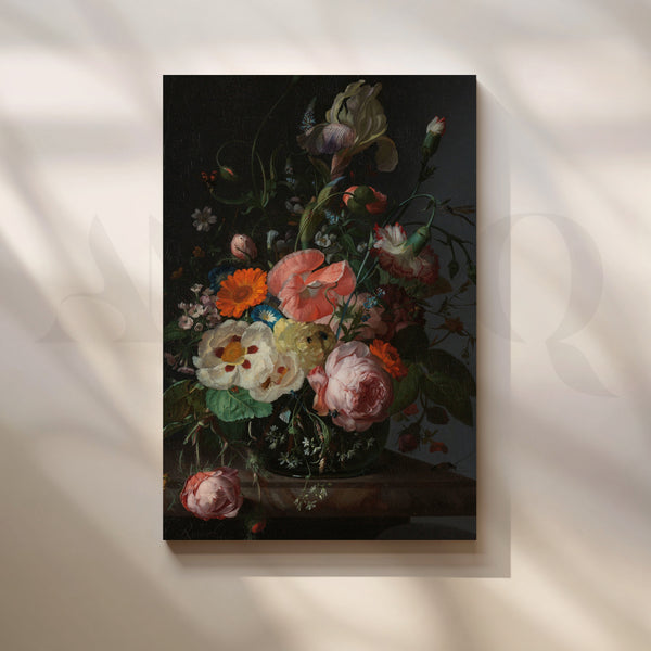 Dark Floral Elegance Canvas Artwork