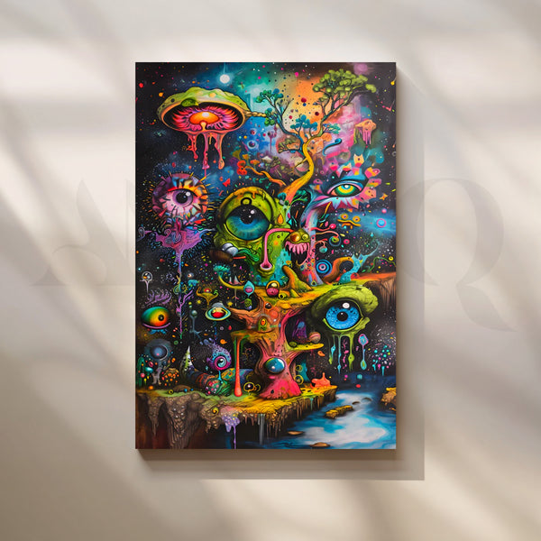 Psychedelic Dreamscape Canvas Painting for Game Room