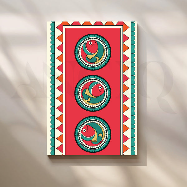 Folk Fish Pattern Canvas Artwork