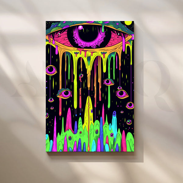 Psychedelic Drip Eye Canvas Painting for Music Studio or Dorm Room