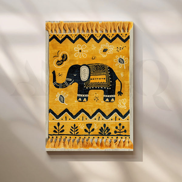 Golden Festive Elephant Canvas Artwork