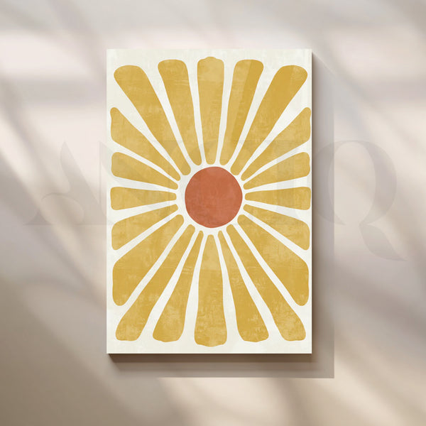 Sunburst Daisy Canvas Painting for Bright Boho Living Rooms