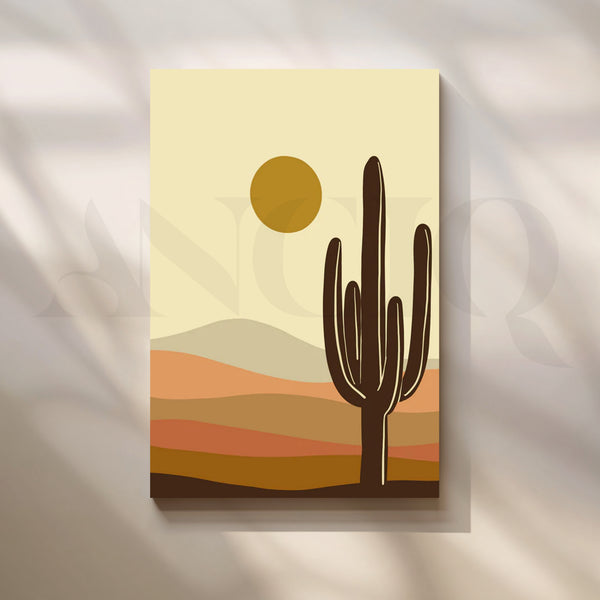Saguaro Sunrise Canvas Painting for Desert-Style Entryways