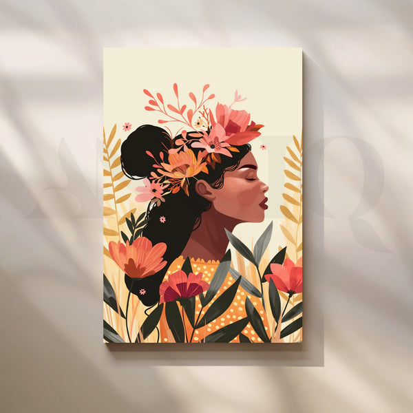 Tropical Turban Canvas Painting for Modern Living Room