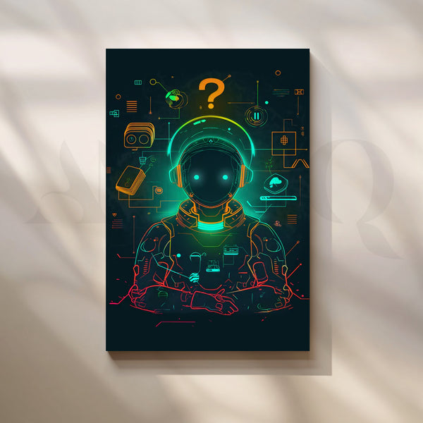 Neon AI Navigator Canvas Painting for Home Office