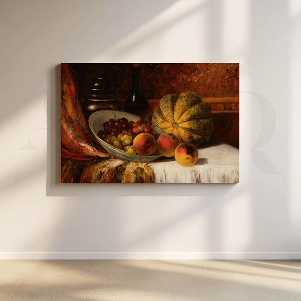 Melon and Peaches Still Life Canvas Artwork