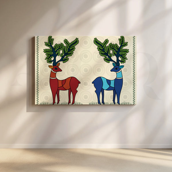 Dual Deer Harmony Canvas Artwork
