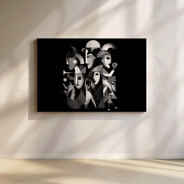 Cubist Noir Ensemble Canvas Artwork