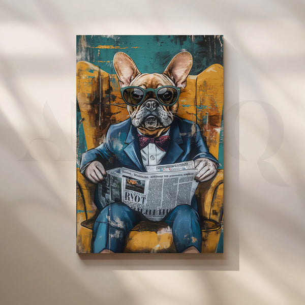 Dapper Bulldog Canvas Painting for Home Office