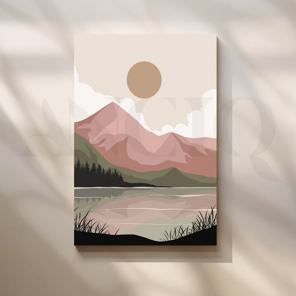 Blush Lake Peaks Canvas Artwork