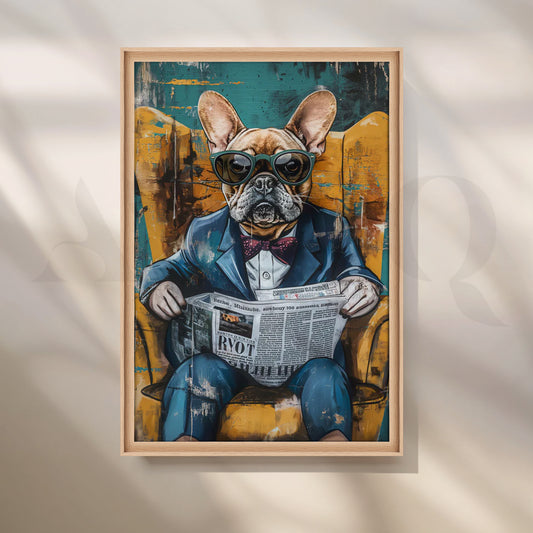 Dapper Bulldog Canvas Painting for Home Office