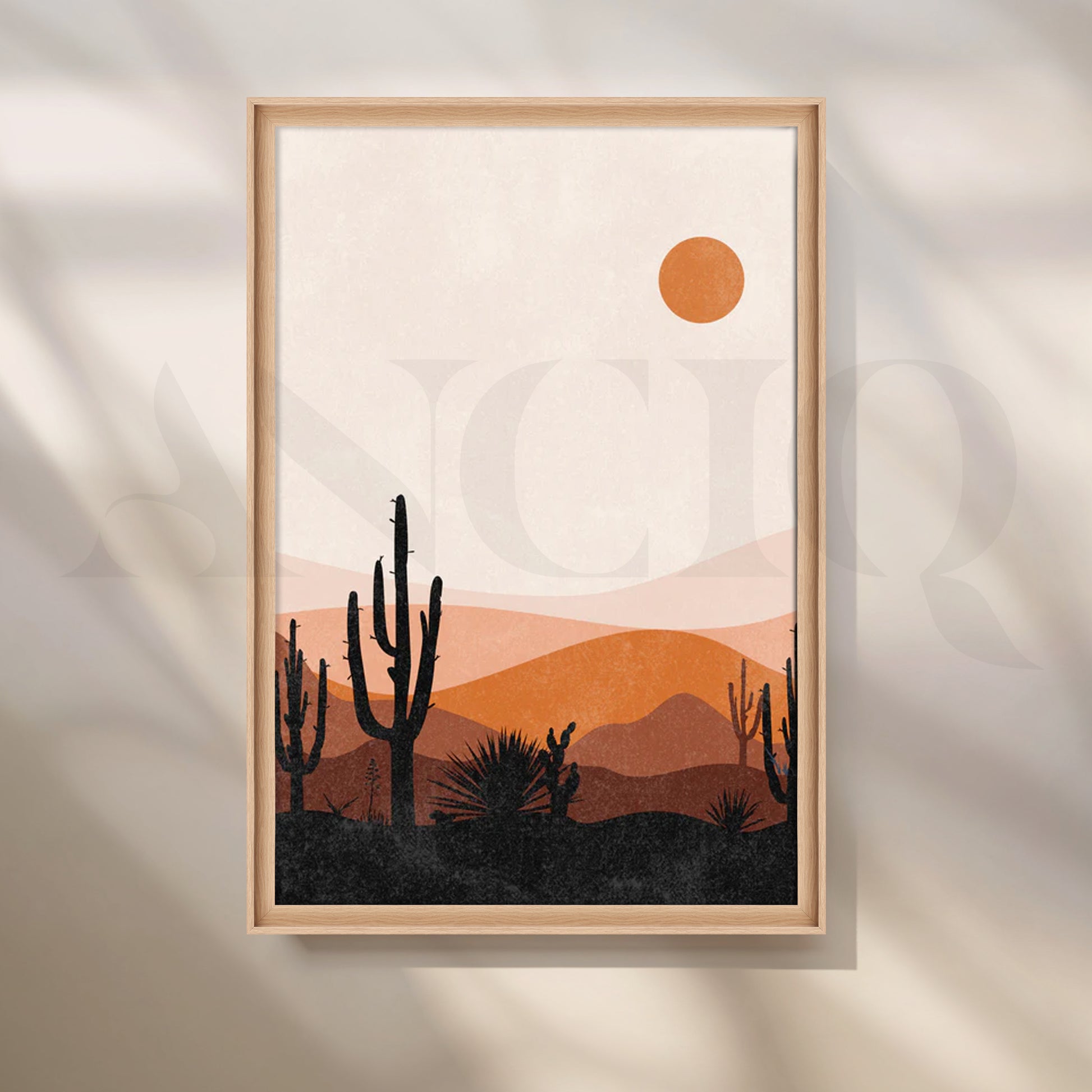 Cactus Sunset Dunes Canvas Painting for Modern Living Room for Living Room