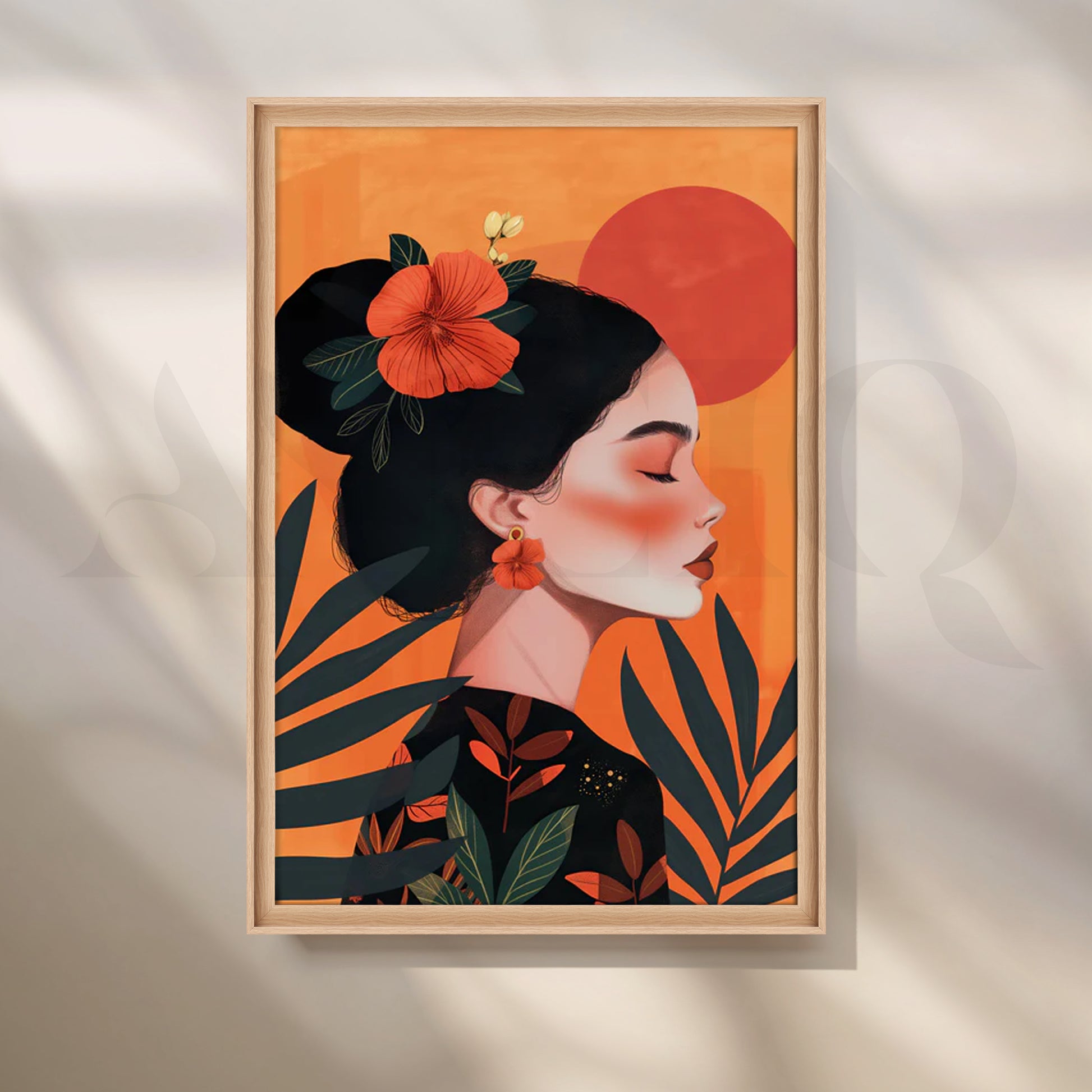 Hibiscus Dawn Canvas Painting for Dining Room for Kitchen/Dining Area