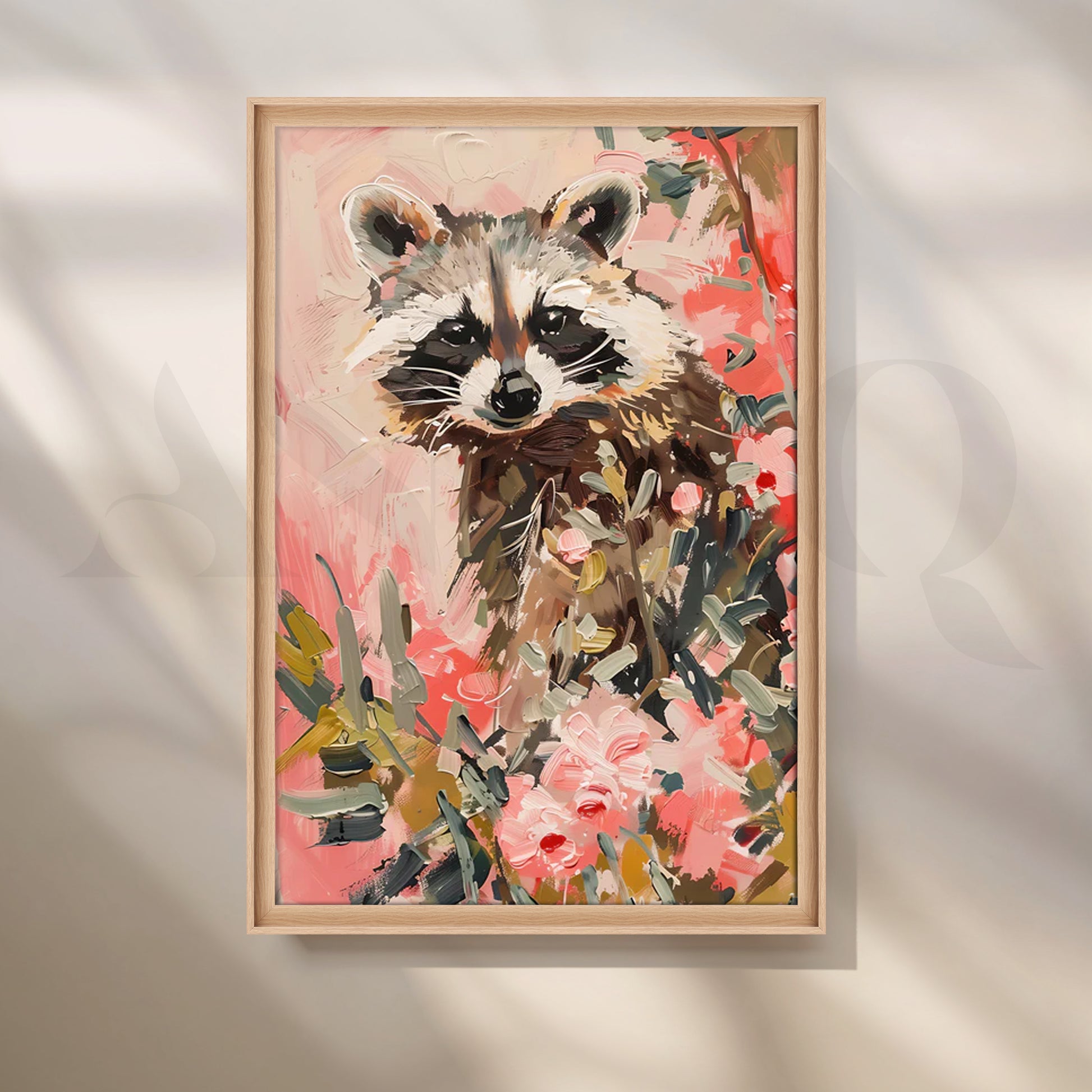 Garden Raccoon Canvas Painting for Kids’ Room